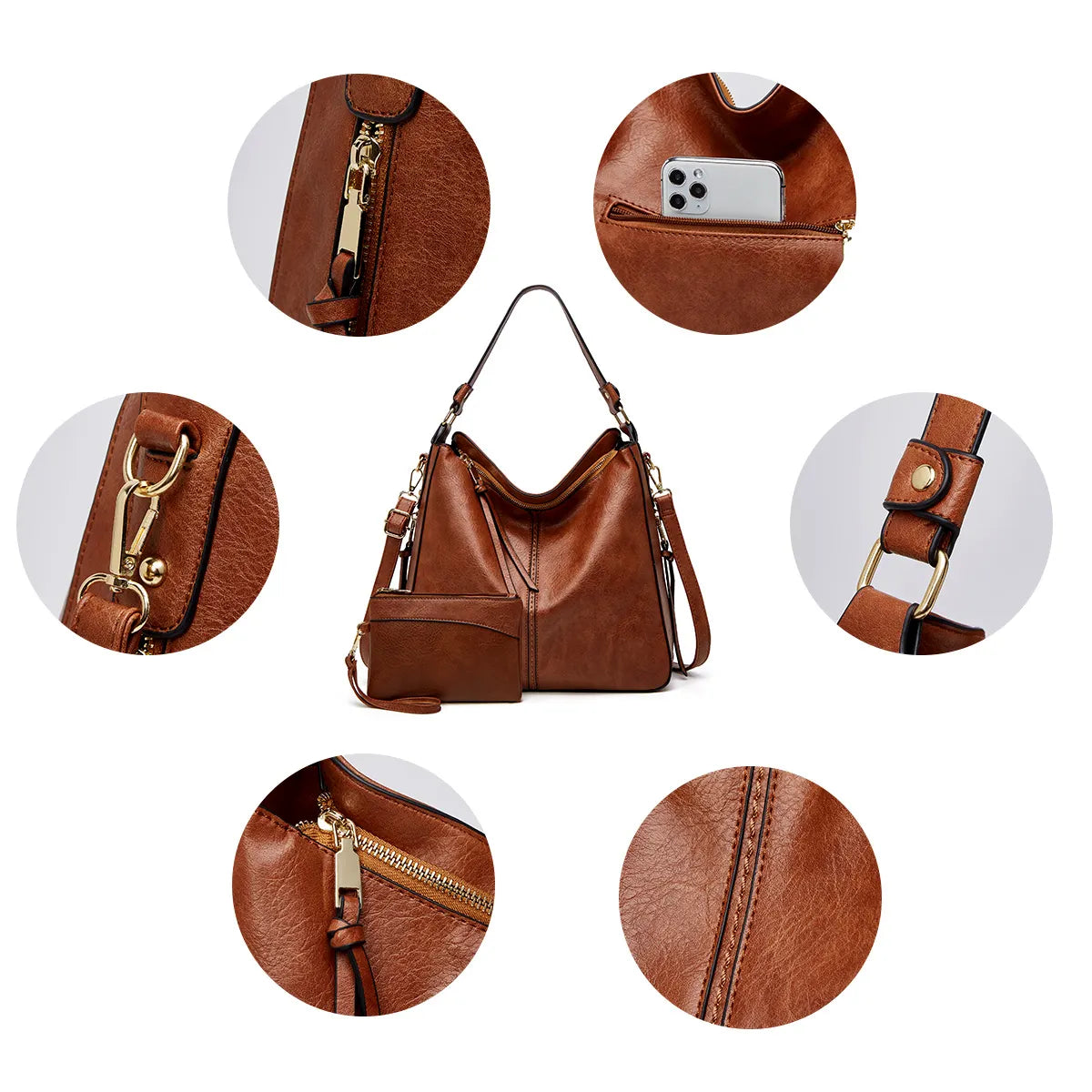 Hypersku Bolso Hobo Lujo Cuero Antirrobo