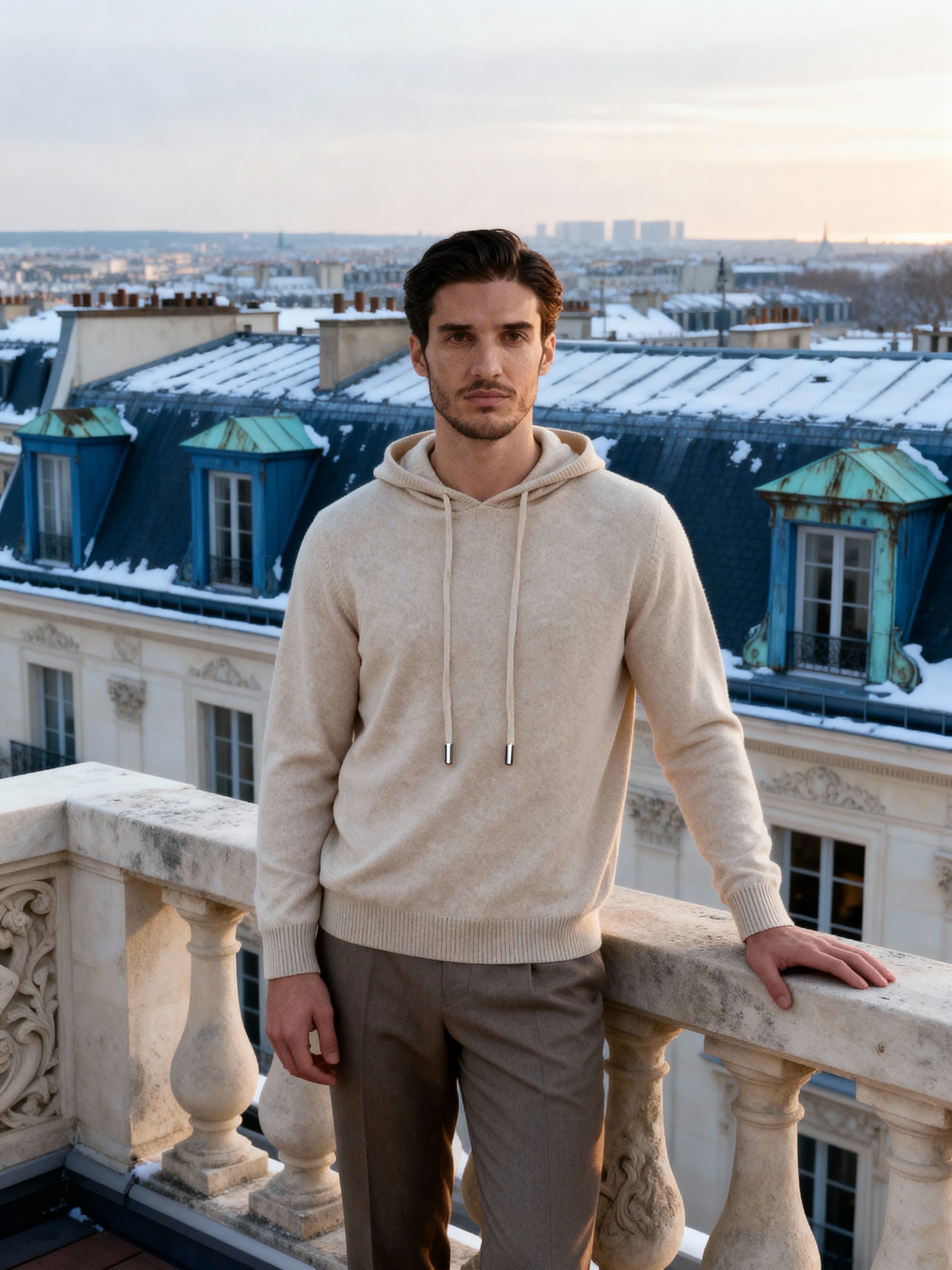 Old Money Sudadera Con Capucha 100% Cashmere Hombre