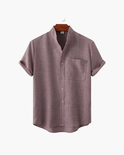 Old Money Camisa Cuello Mandarin Algodón Premium