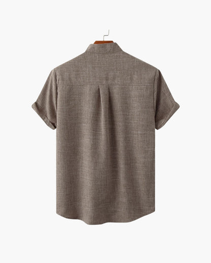 Old Money Camisa Cuello Mandarin Algodón Premium
