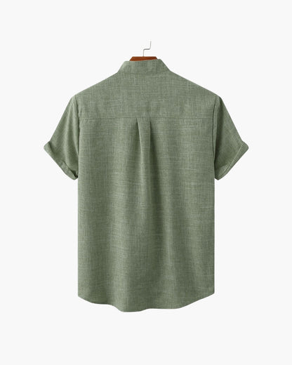 Old Money Camisa Cuello Mandarin Algodón Premium