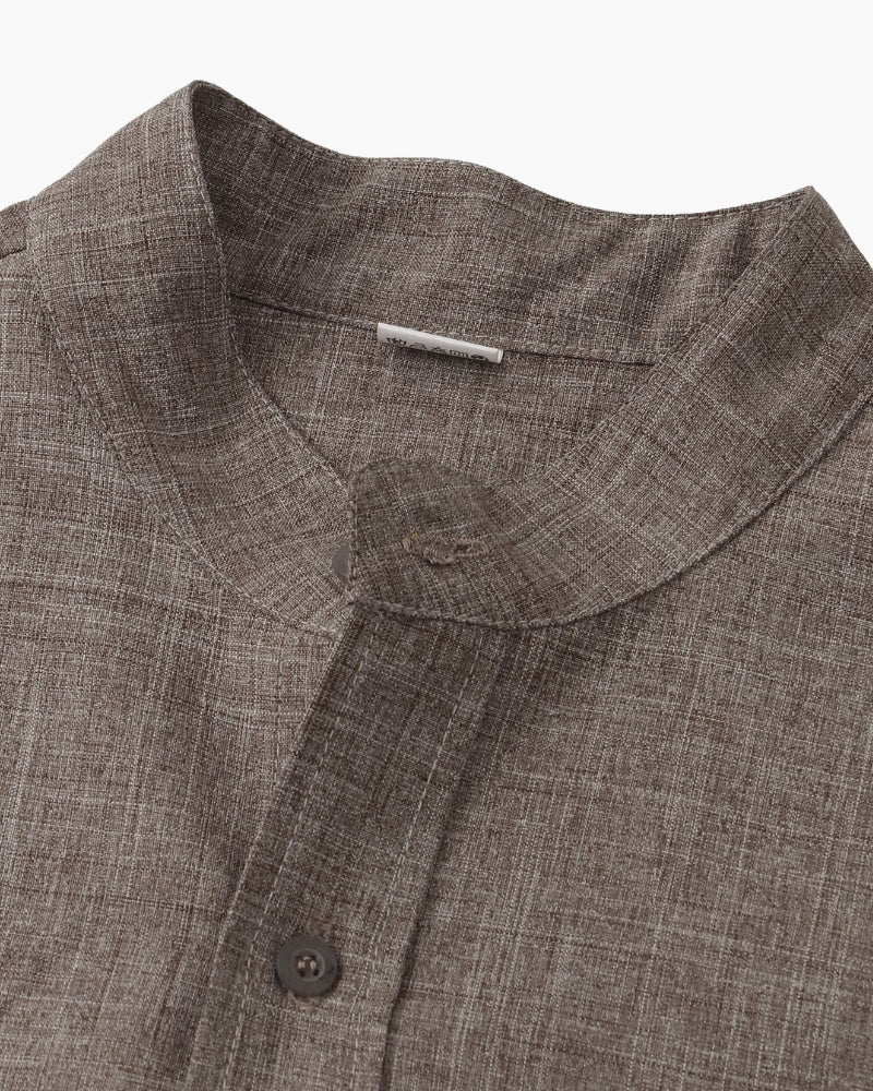 Old Money Camisa Cuello Mandarin Algodón Premium