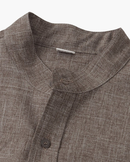 Old Money Camisa Cuello Mandarin Algodón Premium