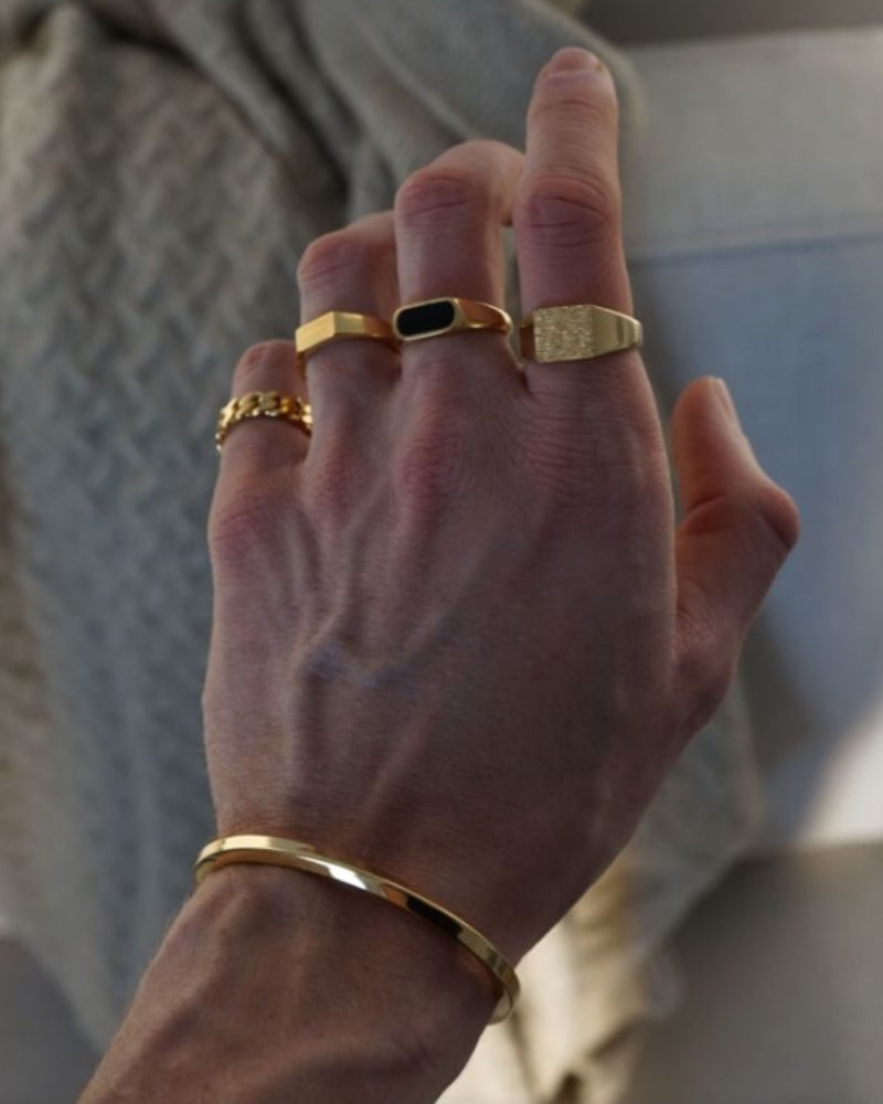 Old Money Anillo Obsidian Band Oro Negro Unisex