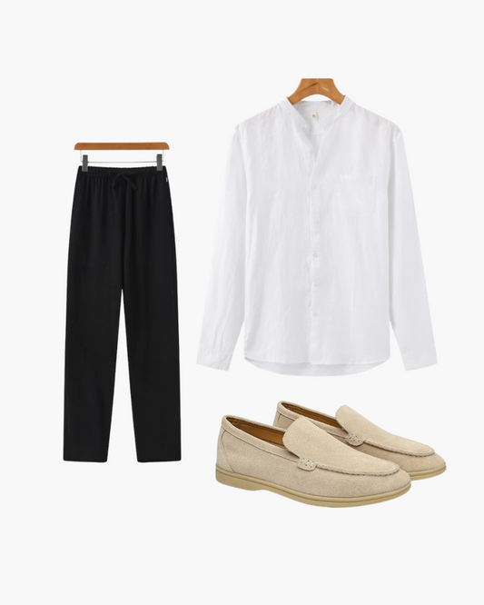 Old Money Outfit Camisa Lino Y Pantalón Lino Hombre