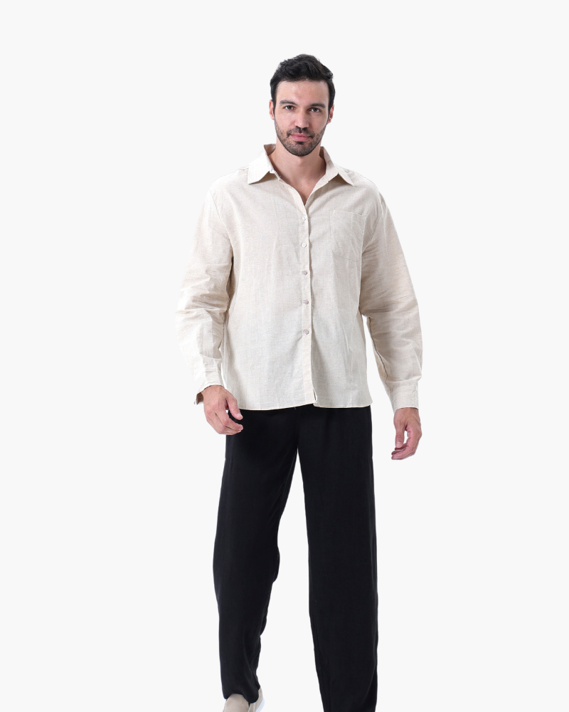 Old Money Camiseta De Lino Manga Larga Hombre