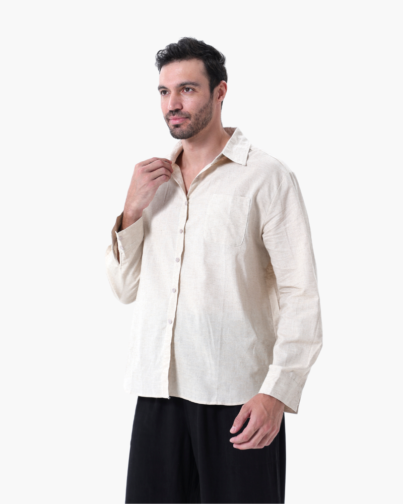 Old Money Camiseta De Lino Manga Larga Hombre