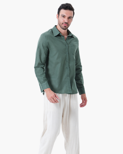 Old Money Camiseta De Lino Manga Larga Hombre