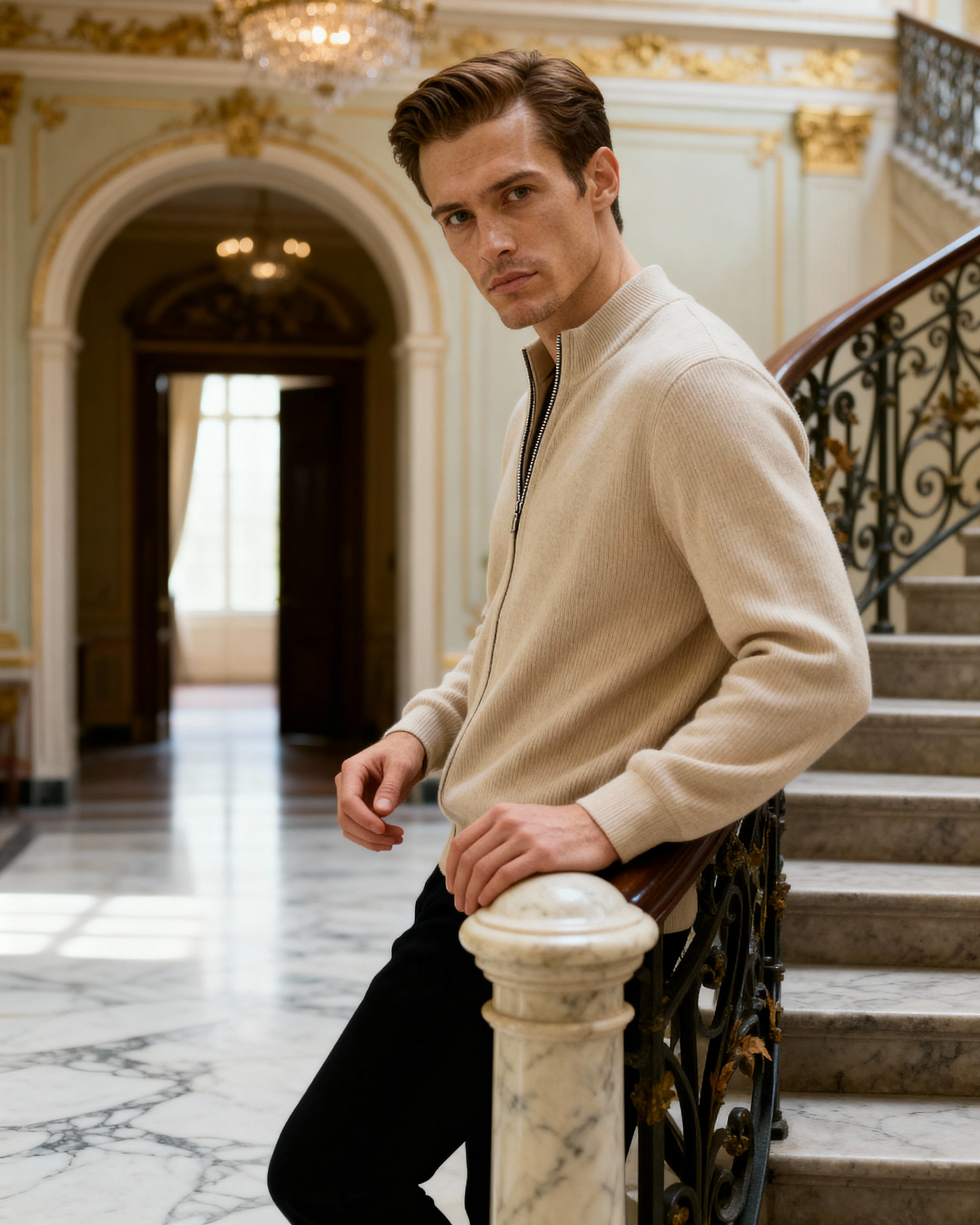 Old Money Chaleco De Punto Cremallera Hombre