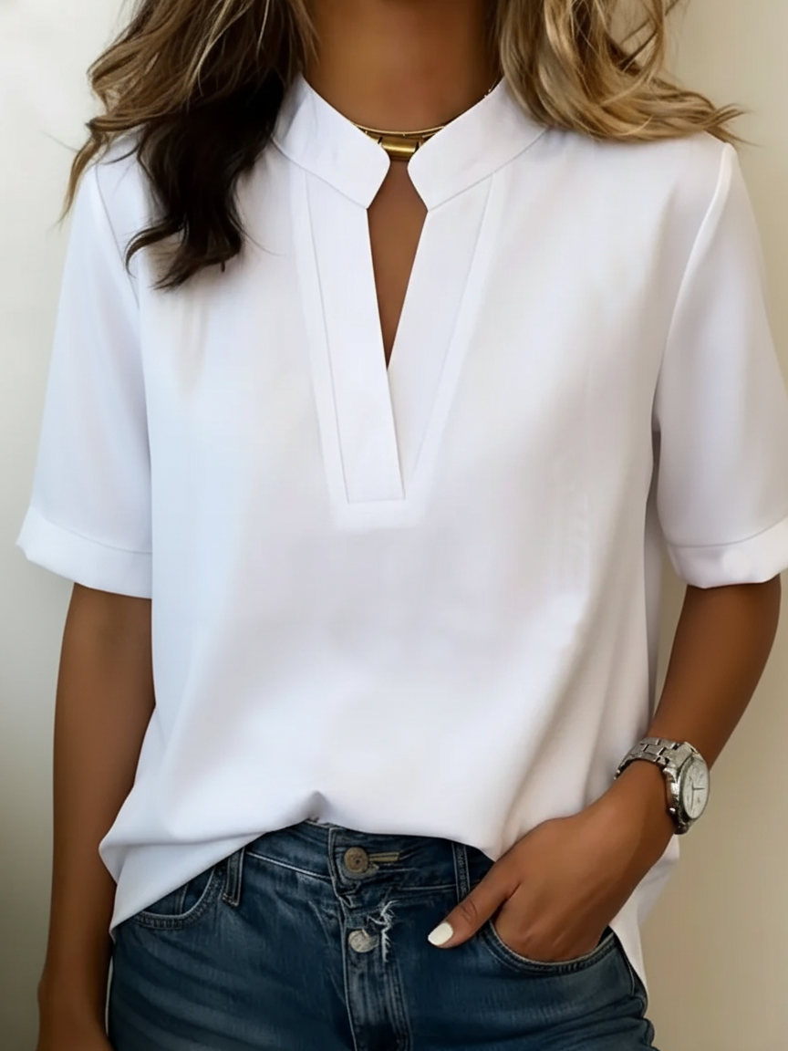 Bellier Paris Margaux Blusa Chic Cuello en V Detalle Dorado
