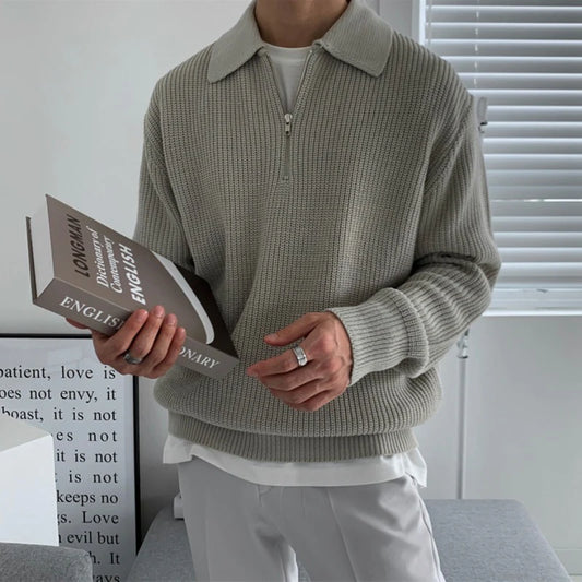 Alara Cable-Knit Sweater with High Collar Zip